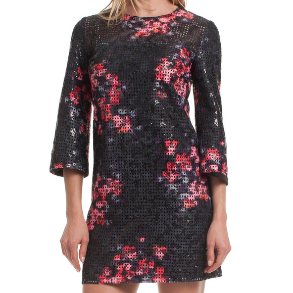 Trina Turk Women's Black Sequin Floral Cocktail Dress 2 NEW - Picture 2 of 8